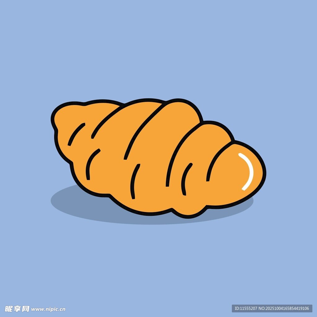 卡通风格的美味牛角面包