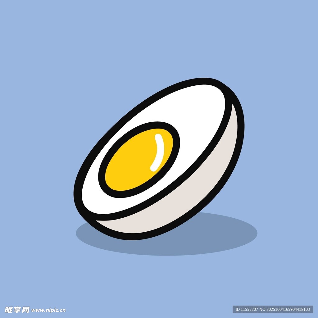 卡通风格的半颗水煮蛋