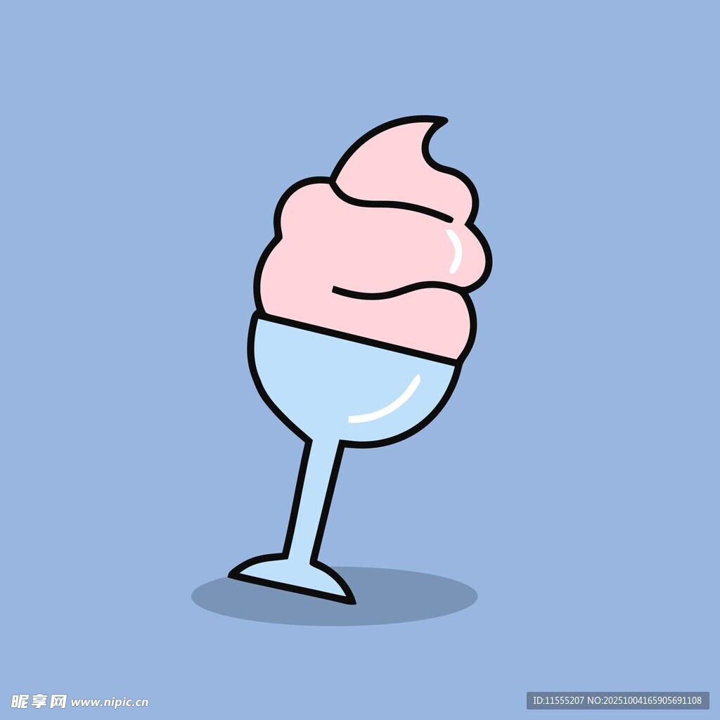 卡通风格高脚杯装冰淇淋