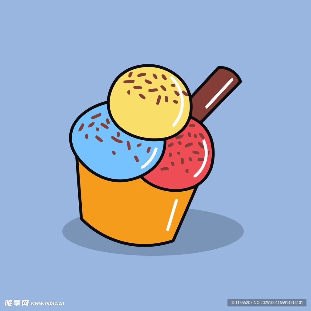 彩色冰淇淋杯插画