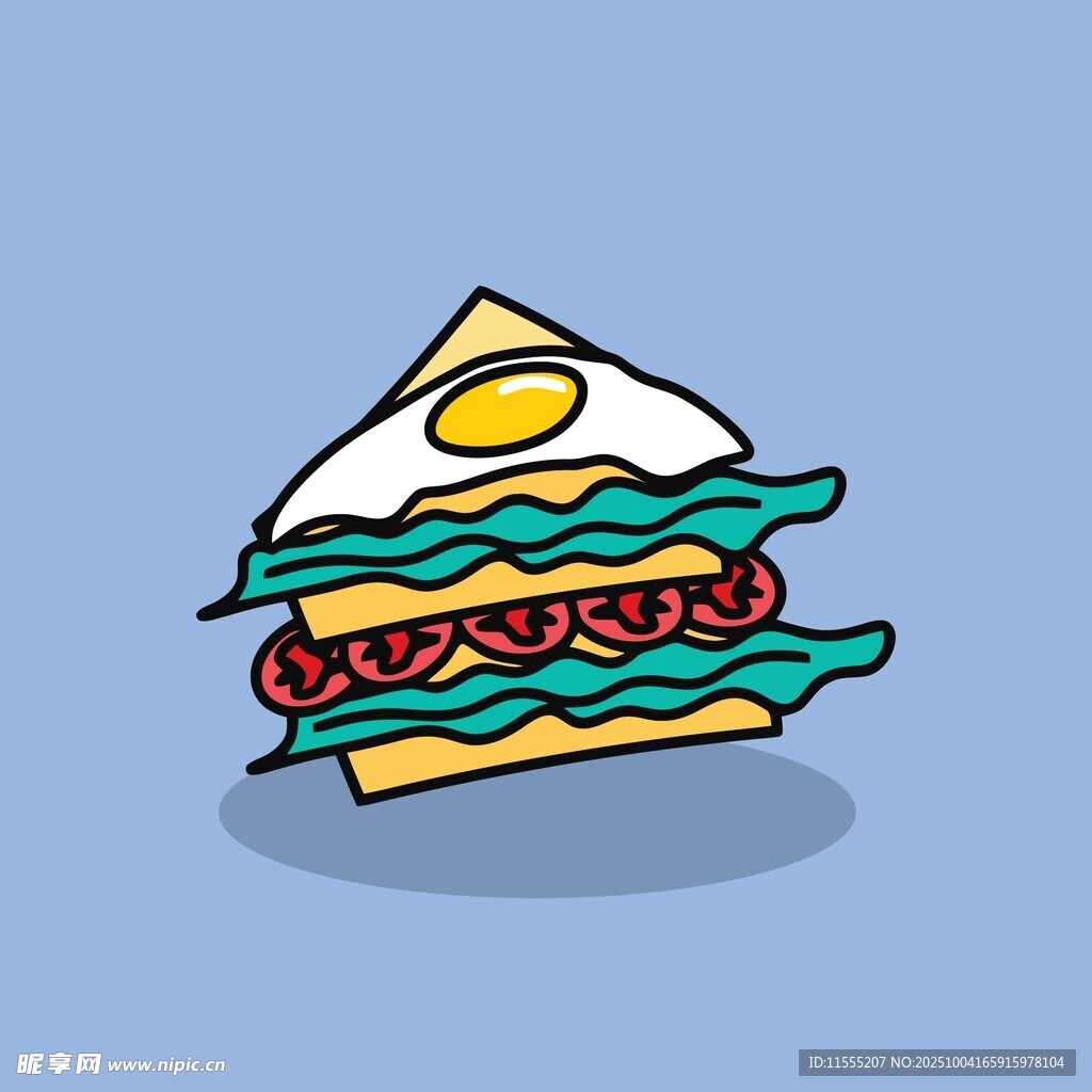 美味卡通三明治插画
