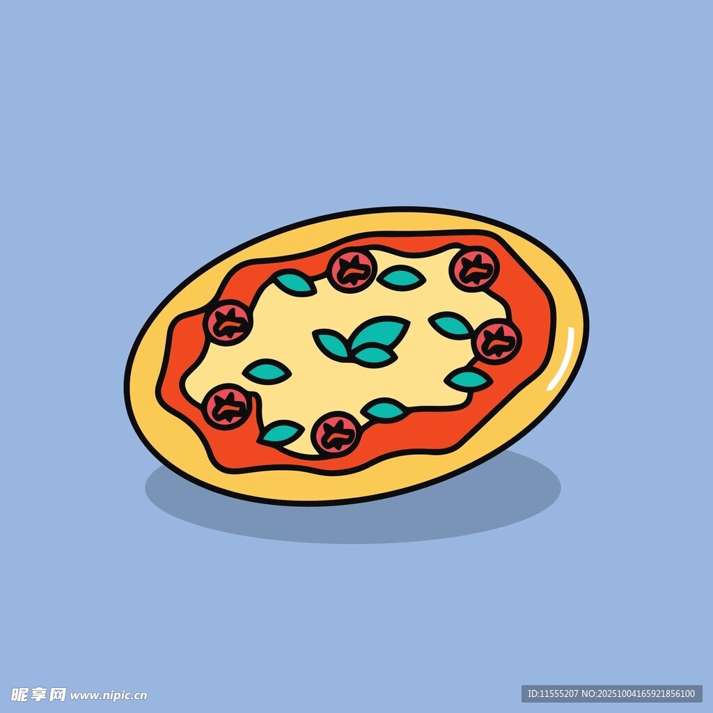 卡通风格美味披萨
