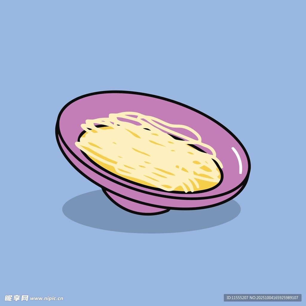 紫色碗中的黄色面条