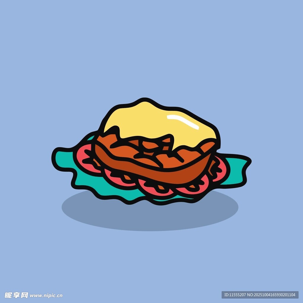卡通风格美味夹心食物