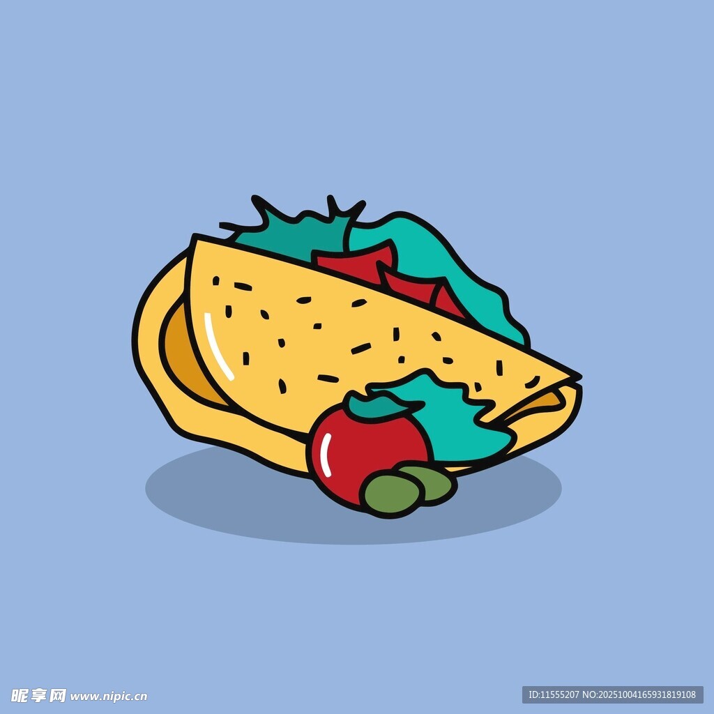 卡通风格美味墨西哥玉米卷