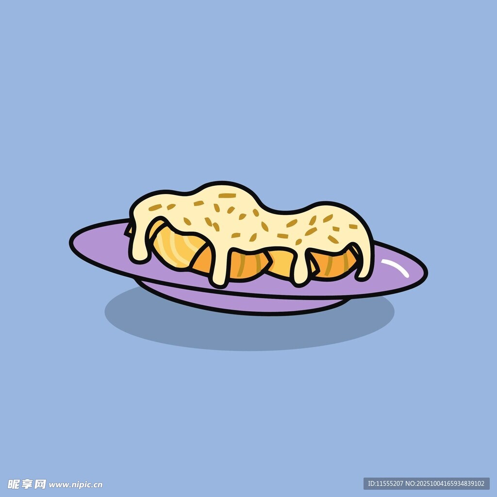 卡通风格芝士烤面包
