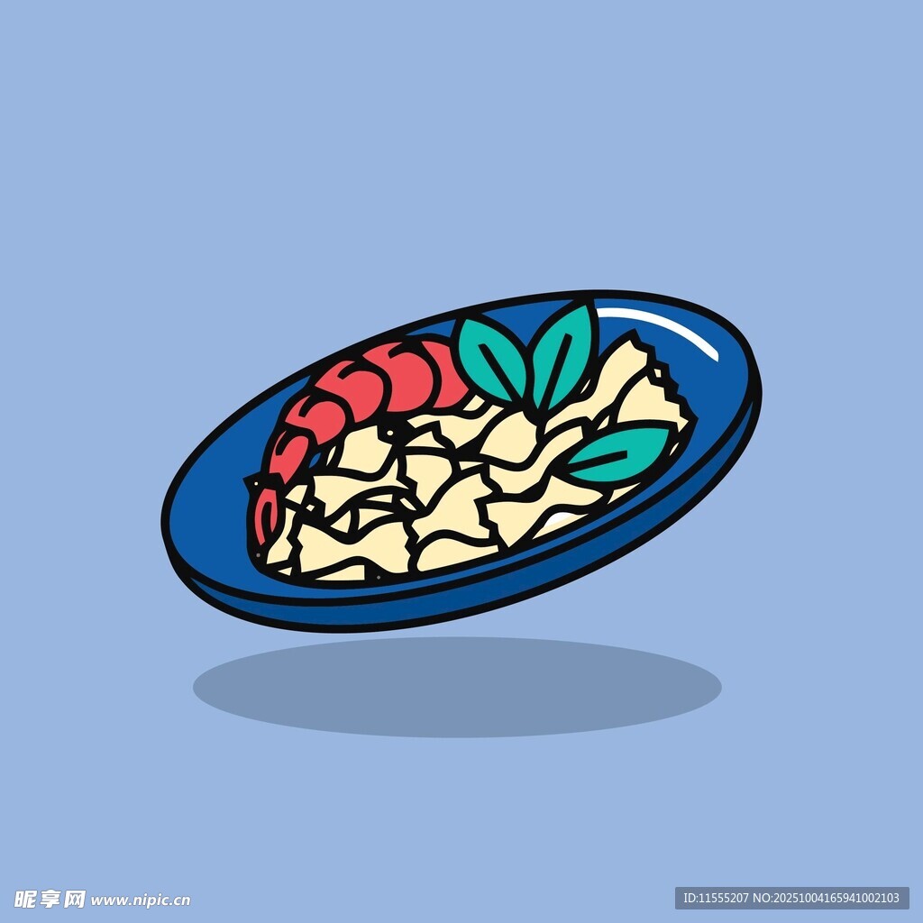 蓝色盘中的美味食物