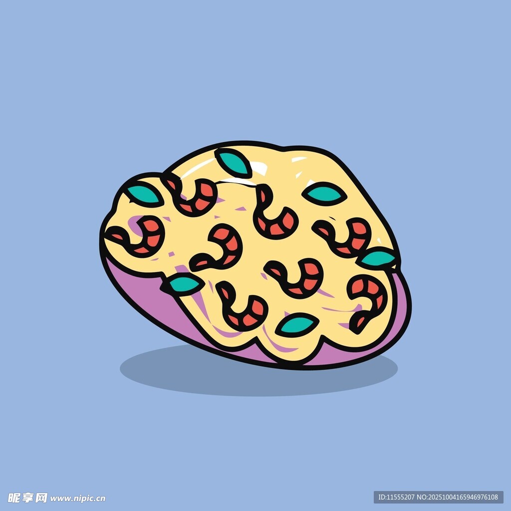 卡通风格的美味坚果曲奇饼干