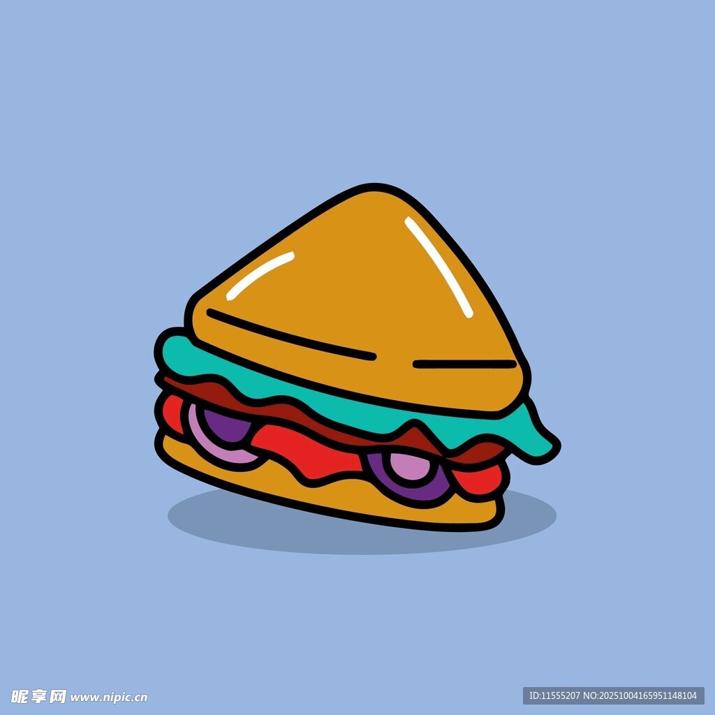 卡通美味三明治插画