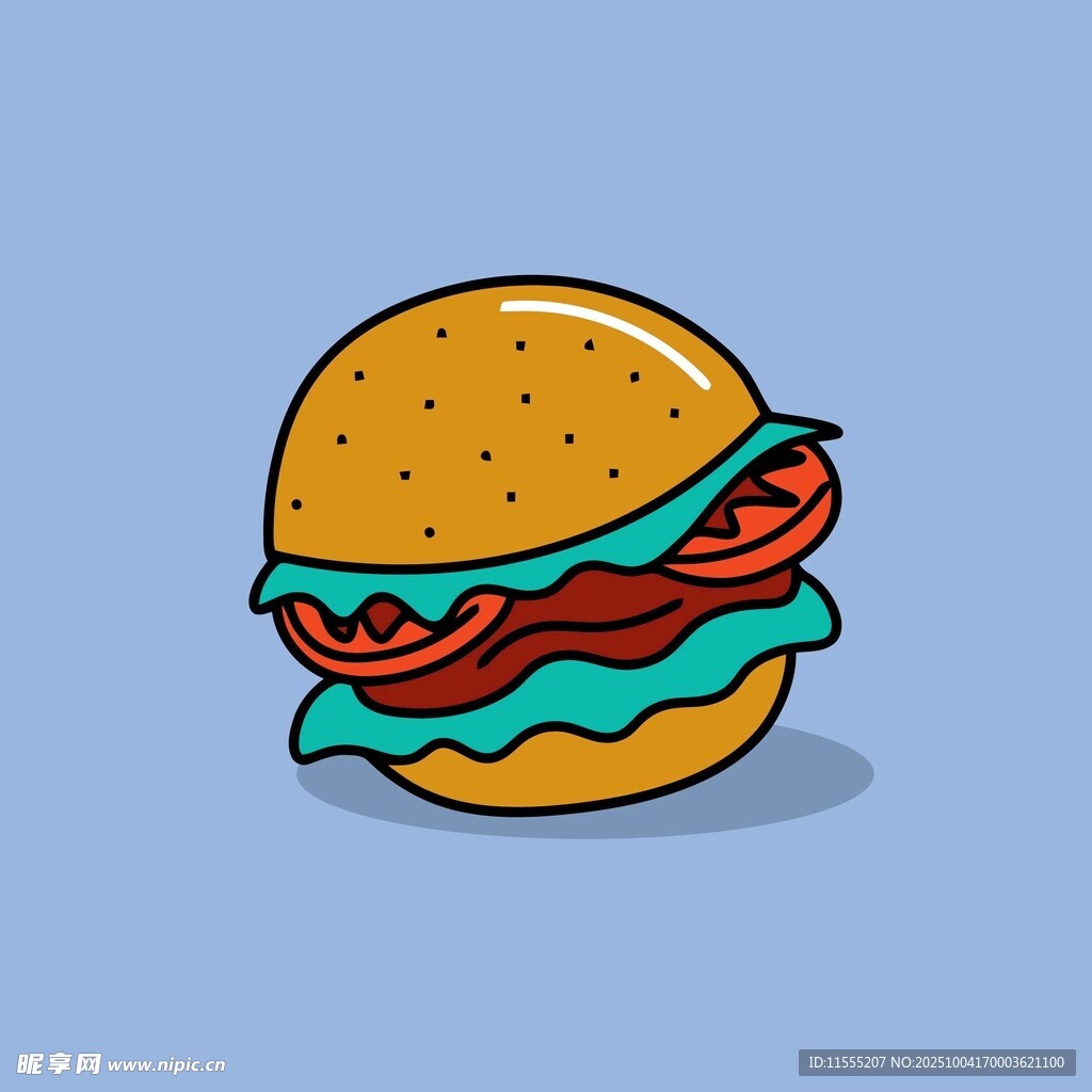 卡通美味汉堡插画