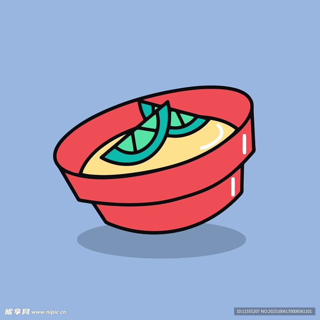 红色碗装的绿色装饰食物