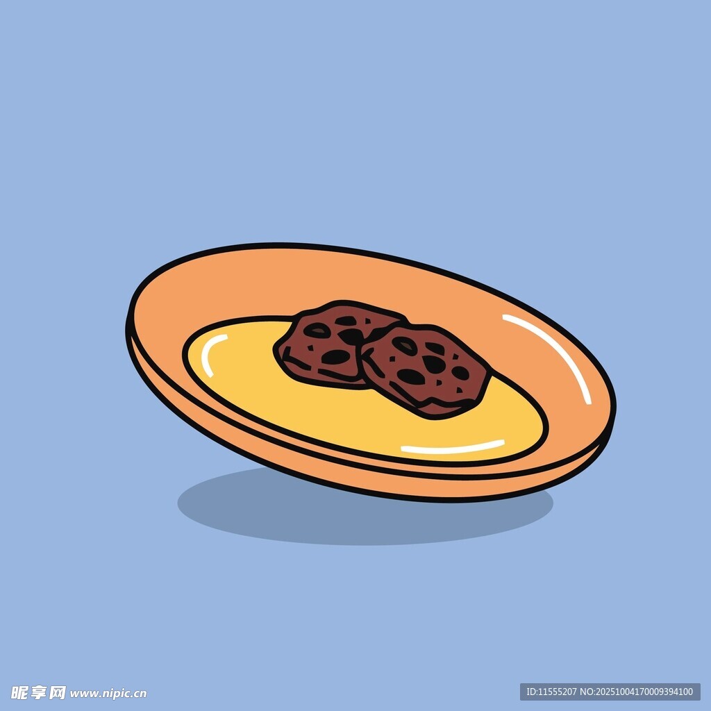 盘子里的两块深色食物