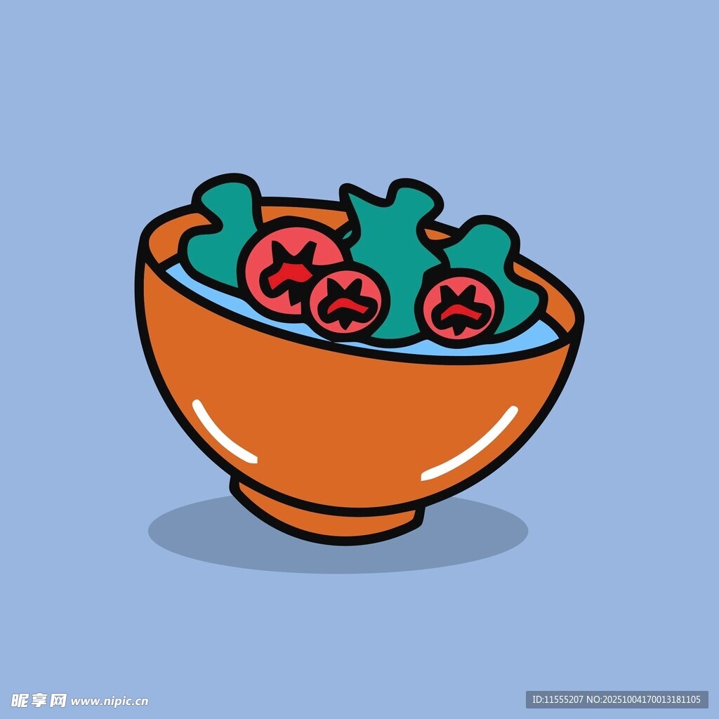 卡通碗中的蔬菜组合