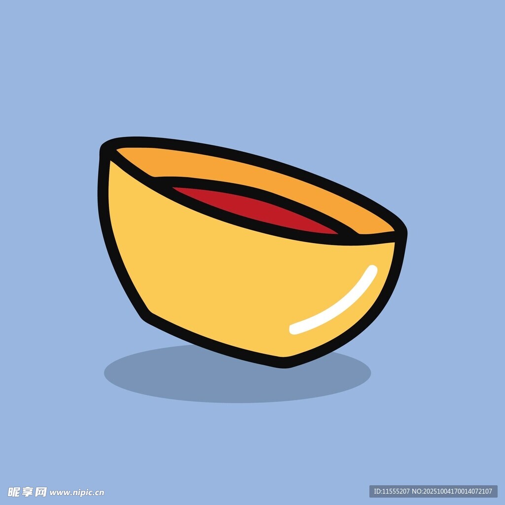 卡通风格黄色碗插画