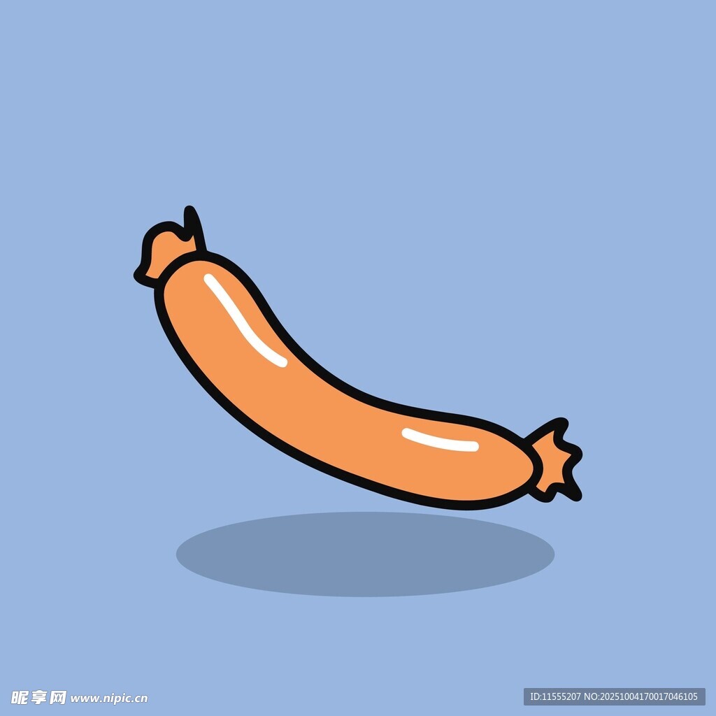 卡通风格的弯曲香肠