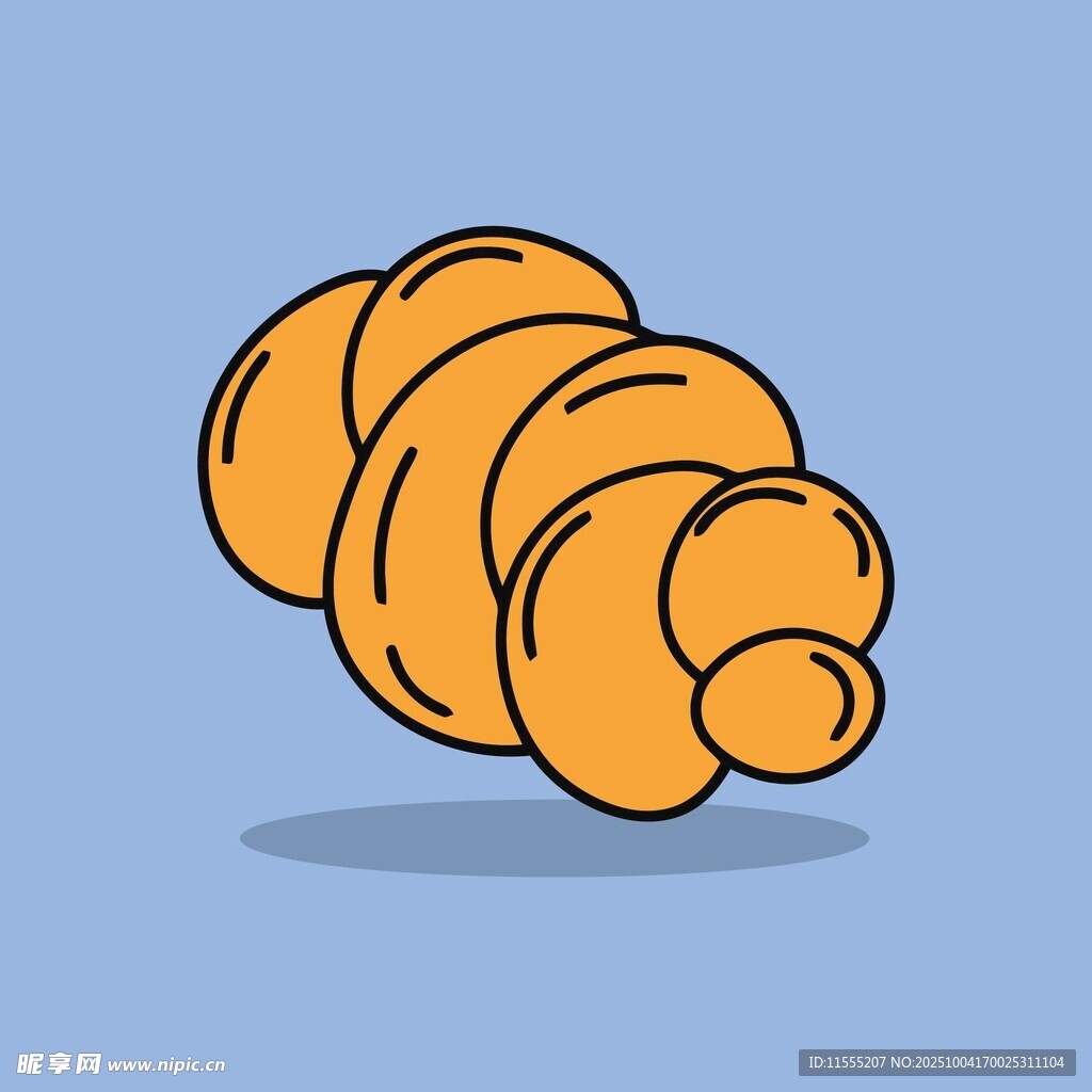 卡通风格美味牛角面包