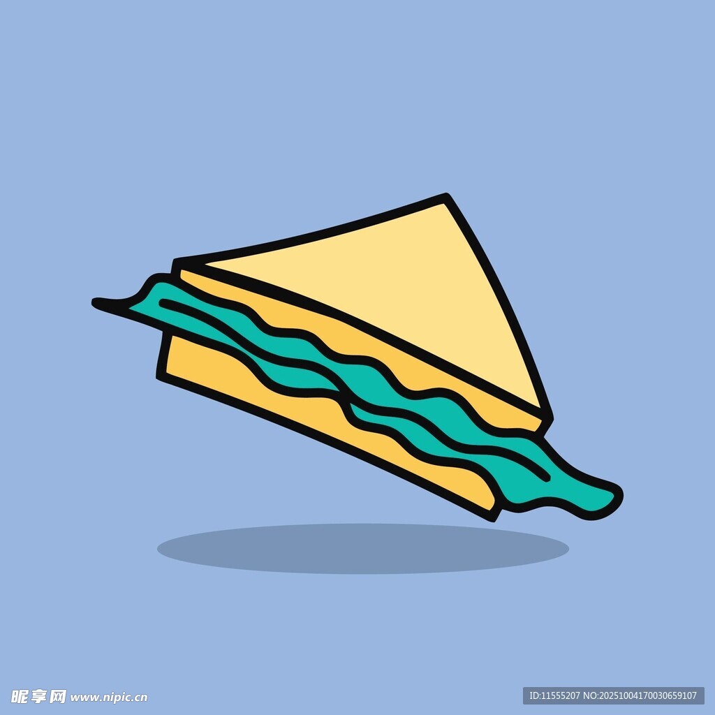 卡通风格的美味三明治