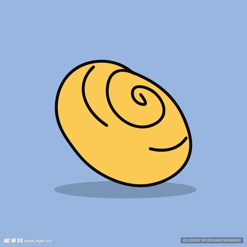 黄色螺旋贝壳插画