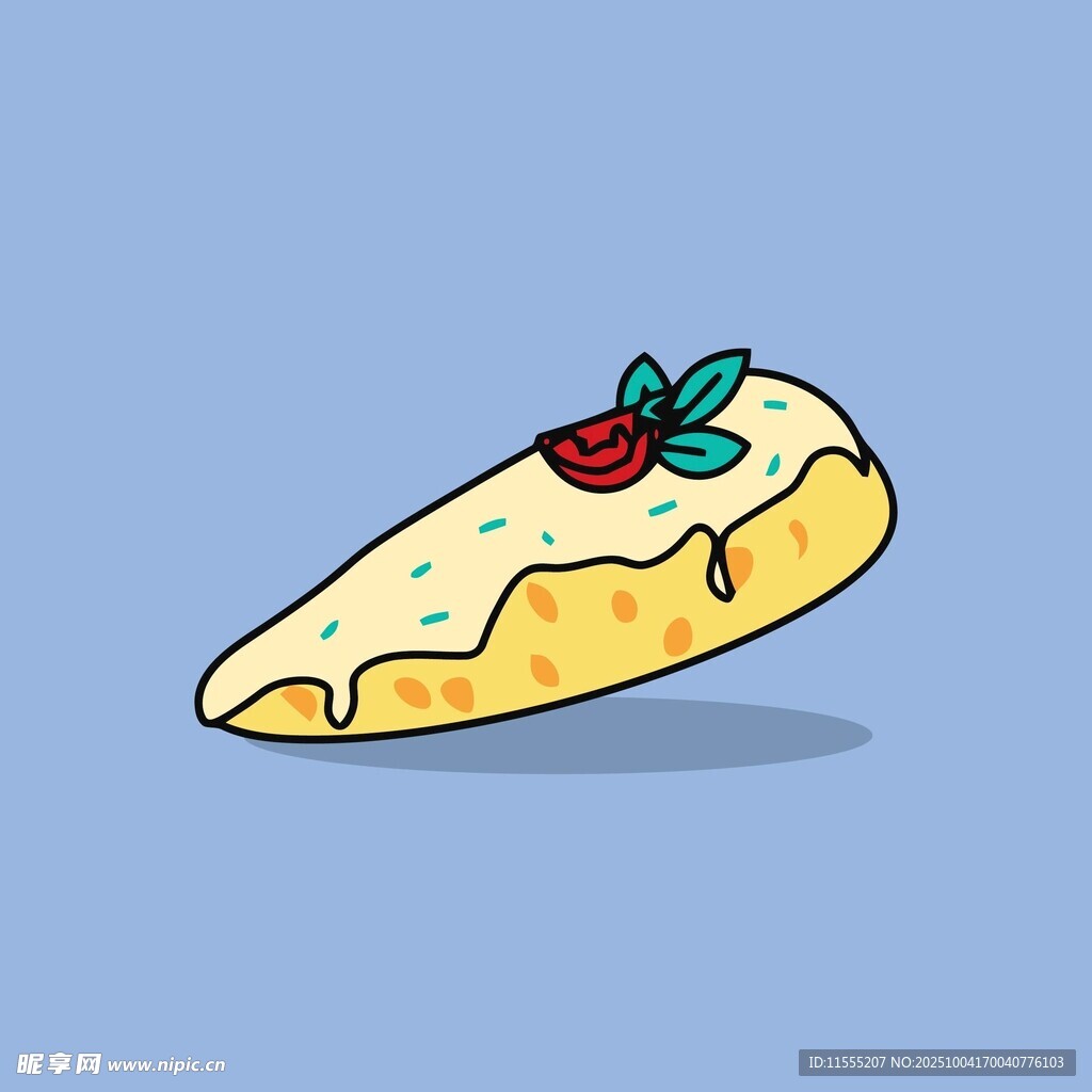 卡通风格美味芝士披萨