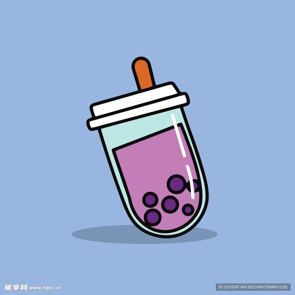 卡通风格珍珠奶茶插画