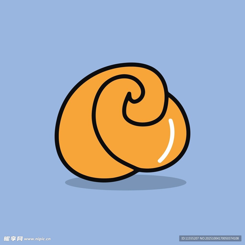 卡通风格的橙色螺旋面包