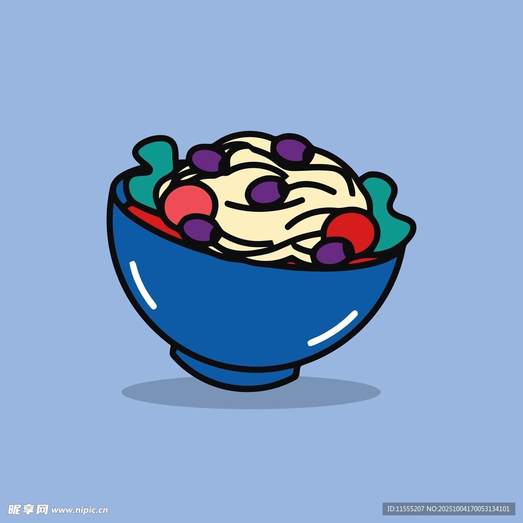 卡通风格的多彩冰淇淋碗