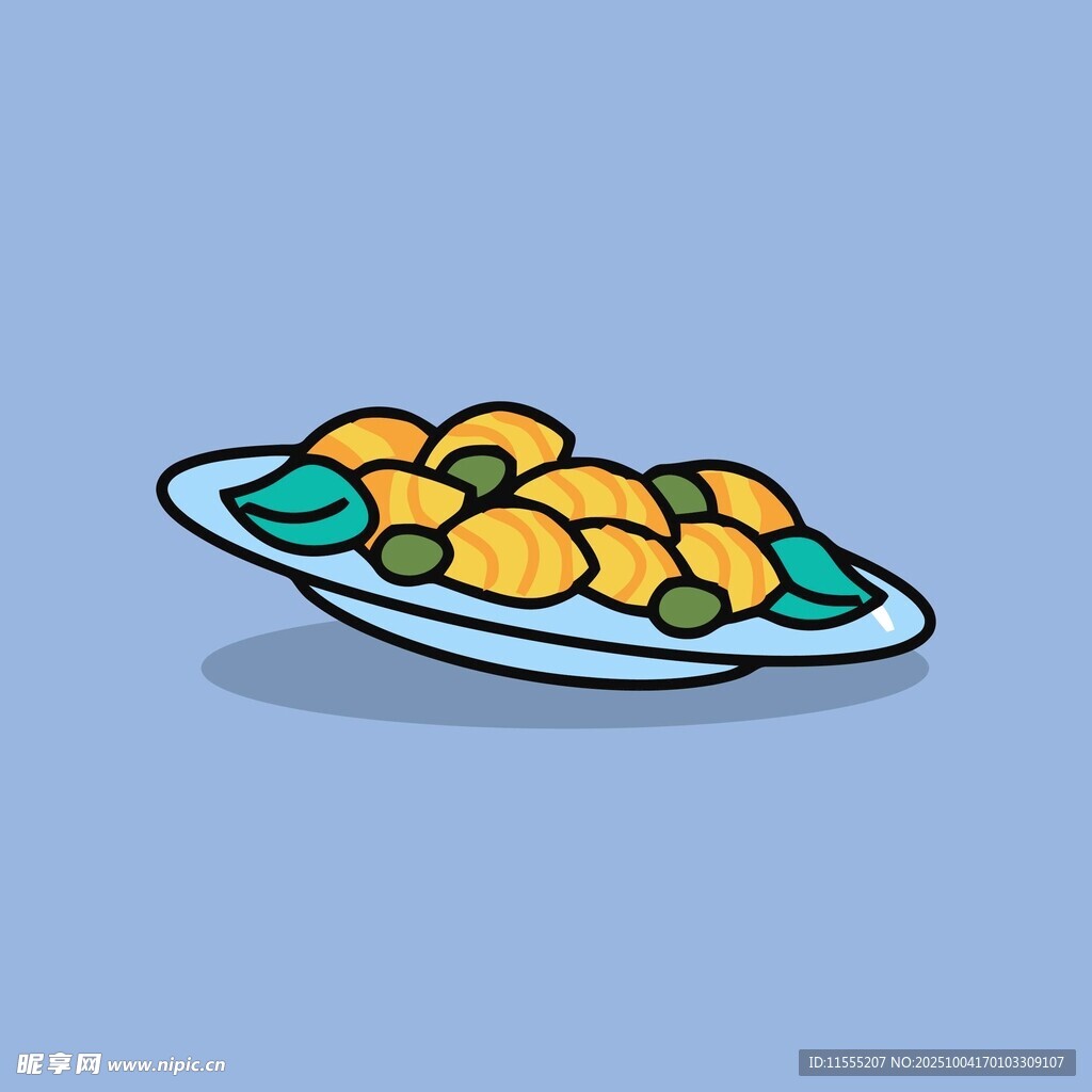 一盘美味饺子插画