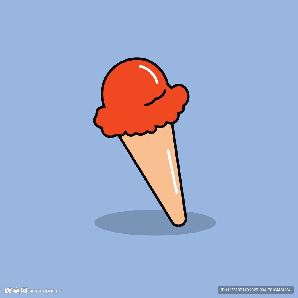 卡通红色冰淇淋甜筒