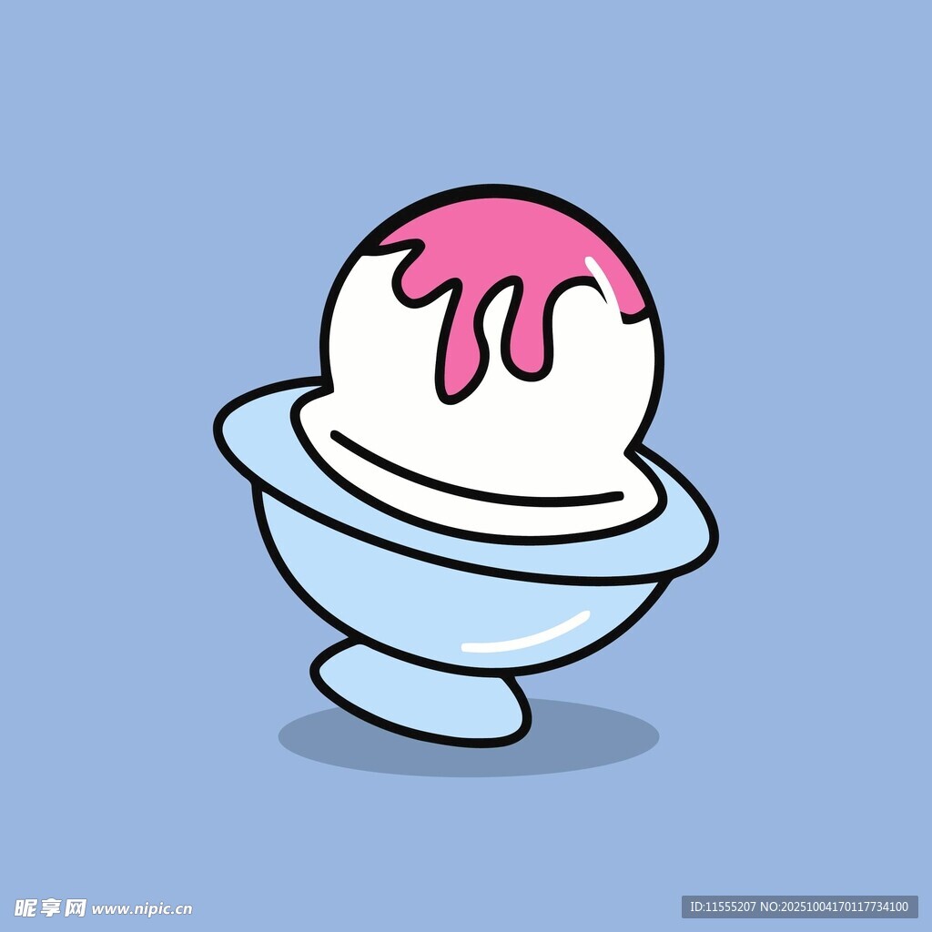 可爱粉色淋酱冰淇淋