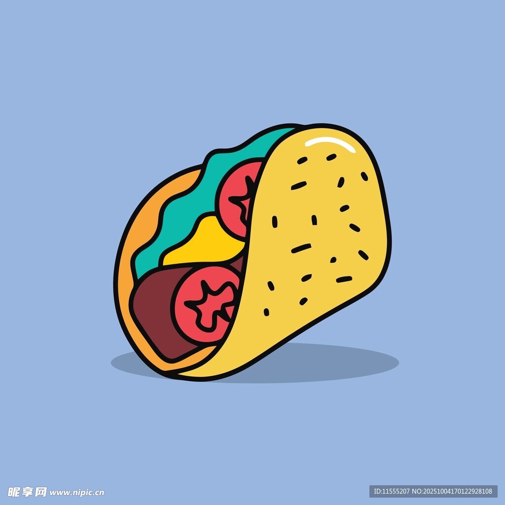 卡通风格美味墨西哥卷饼