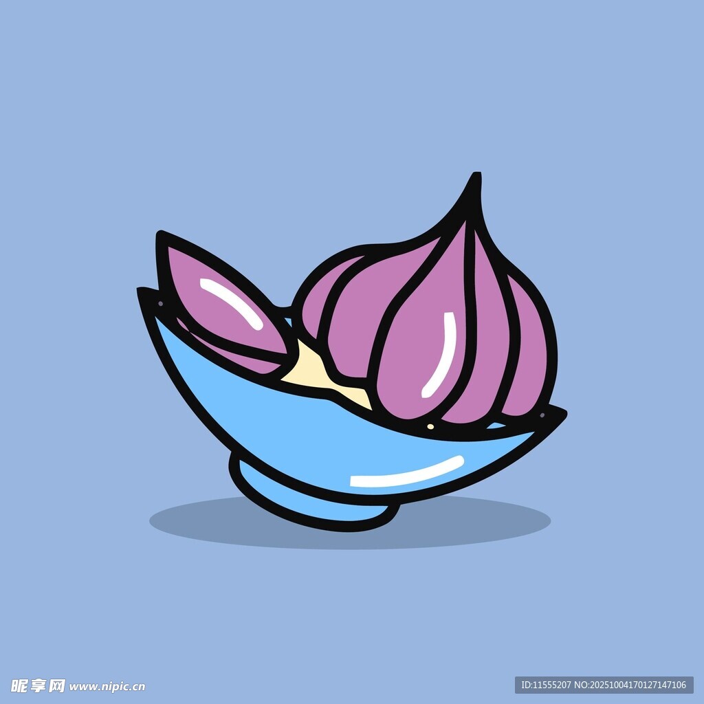 碗中紫皮大蒜插画