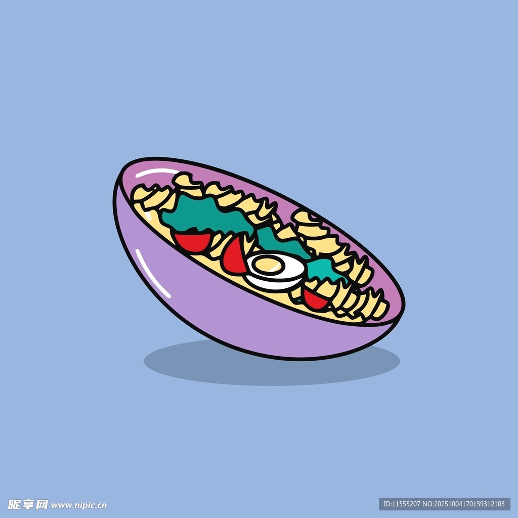 卡通风格的多彩食物碗