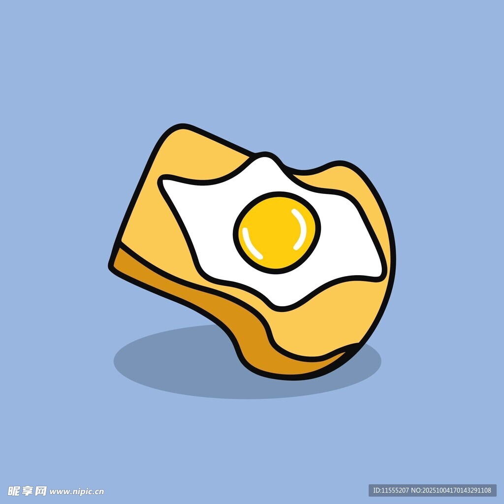 卡通风格煎蛋配吐司