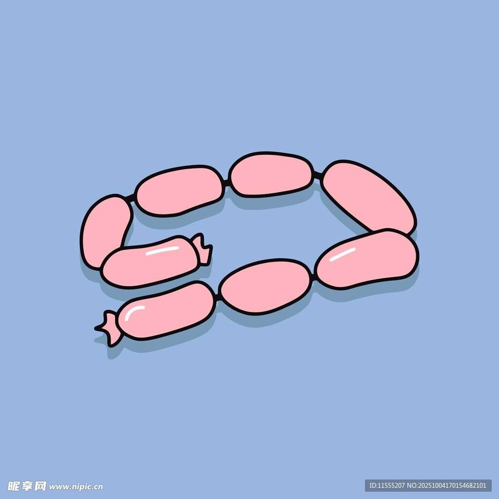 卡通风格的粉色香肠造型