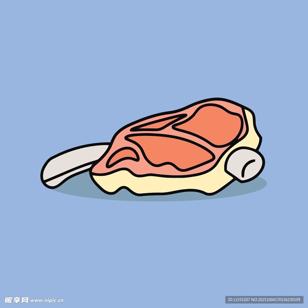 卡通风格的美味牛排