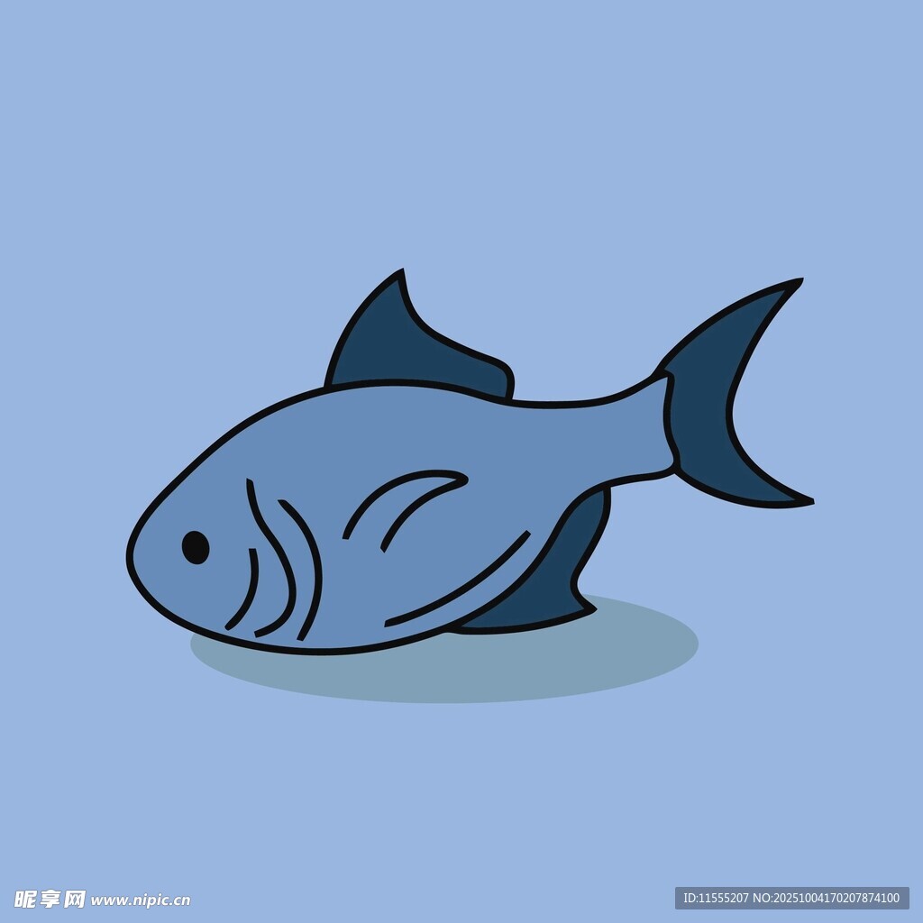 蓝色卡通鱼形象