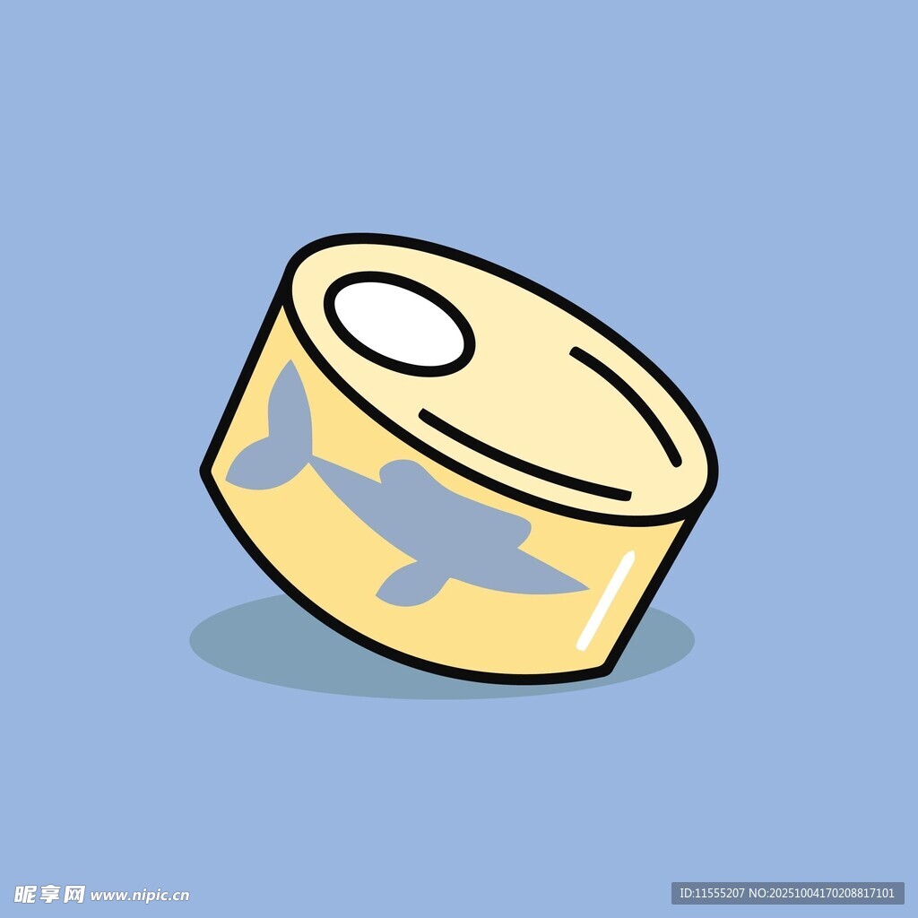 卡通风格的倾斜罐头