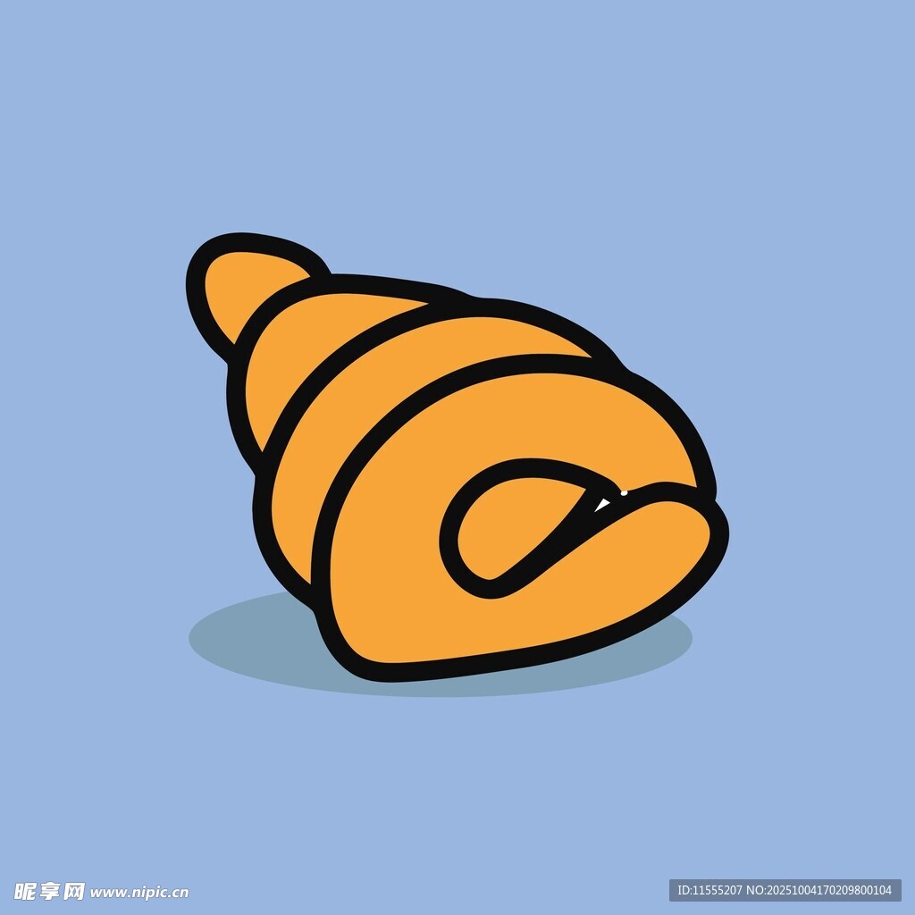 卡通风格的美味牛角面包