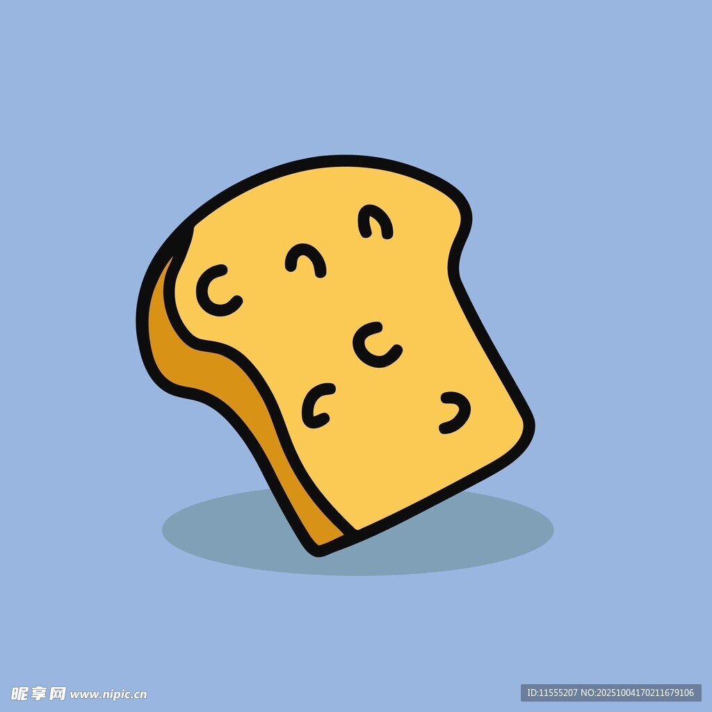 卡通风格的一片烤面包