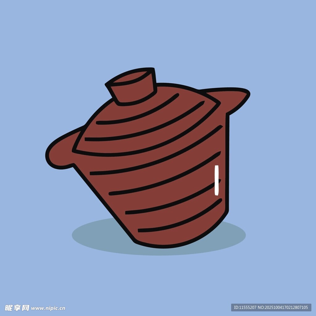 卡通风格棕色陶罐