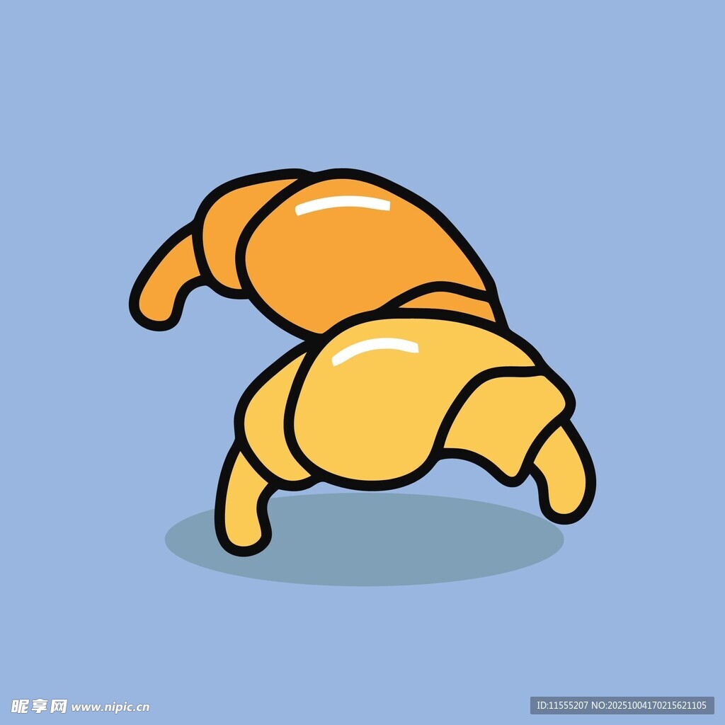 可爱卡通牛角面包形象