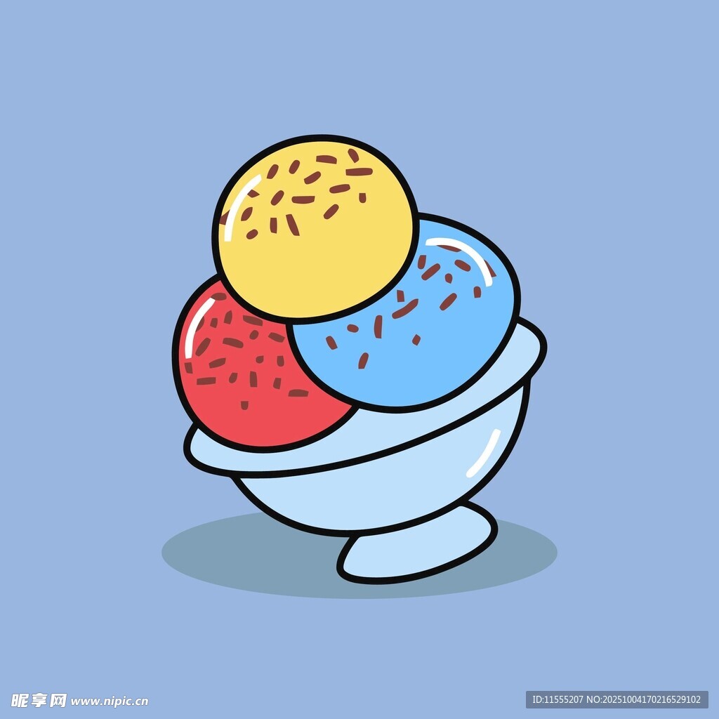 碗中多彩冰淇淋球