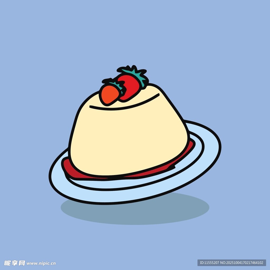 草莓布丁甜点插画