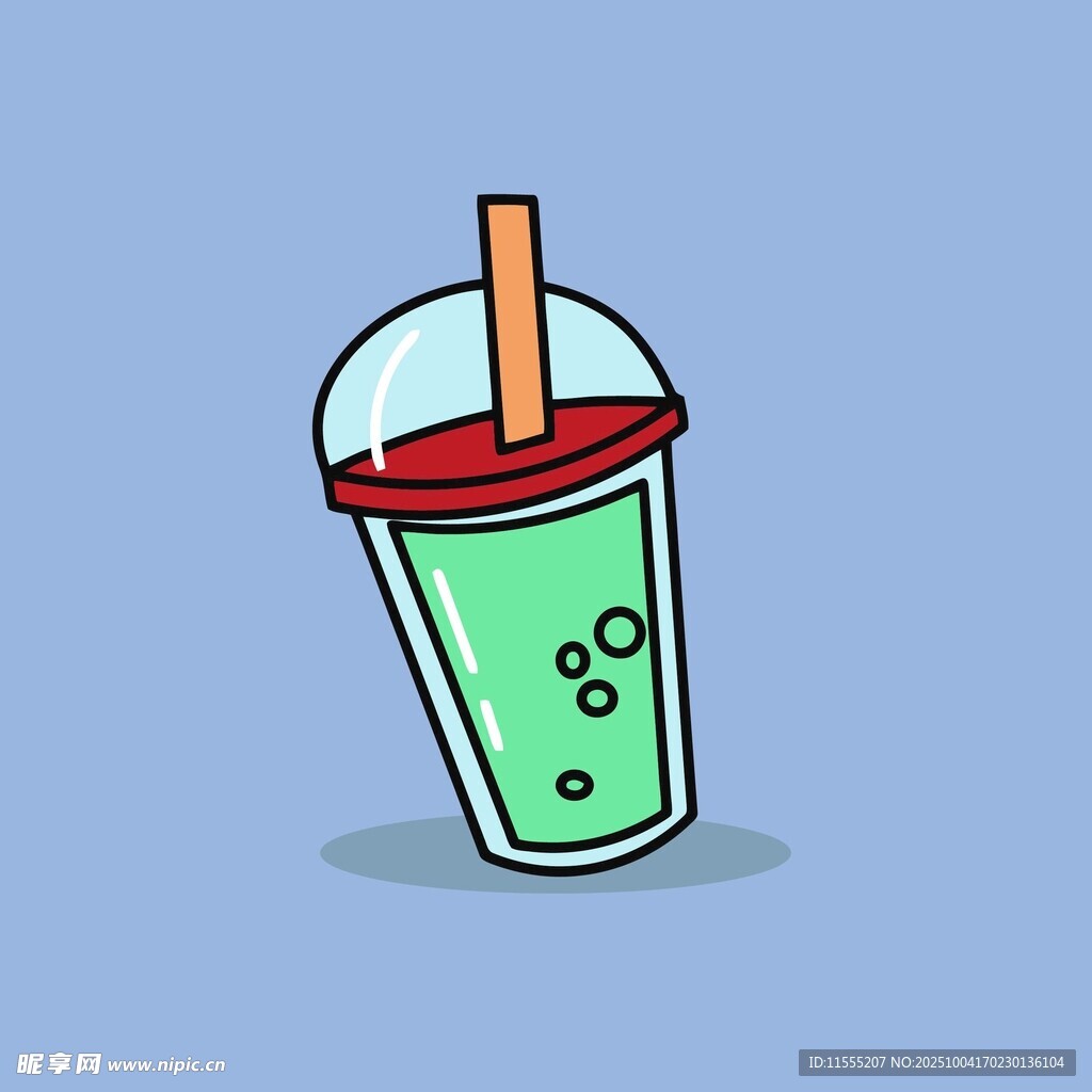 卡通绿色带盖吸管饮料杯