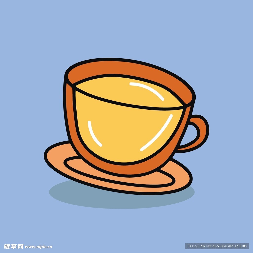 卡通风格的一杯热茶