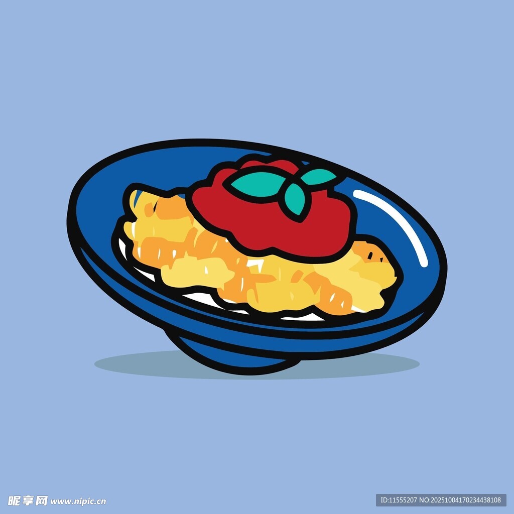 卡通风格番茄盖饭插画