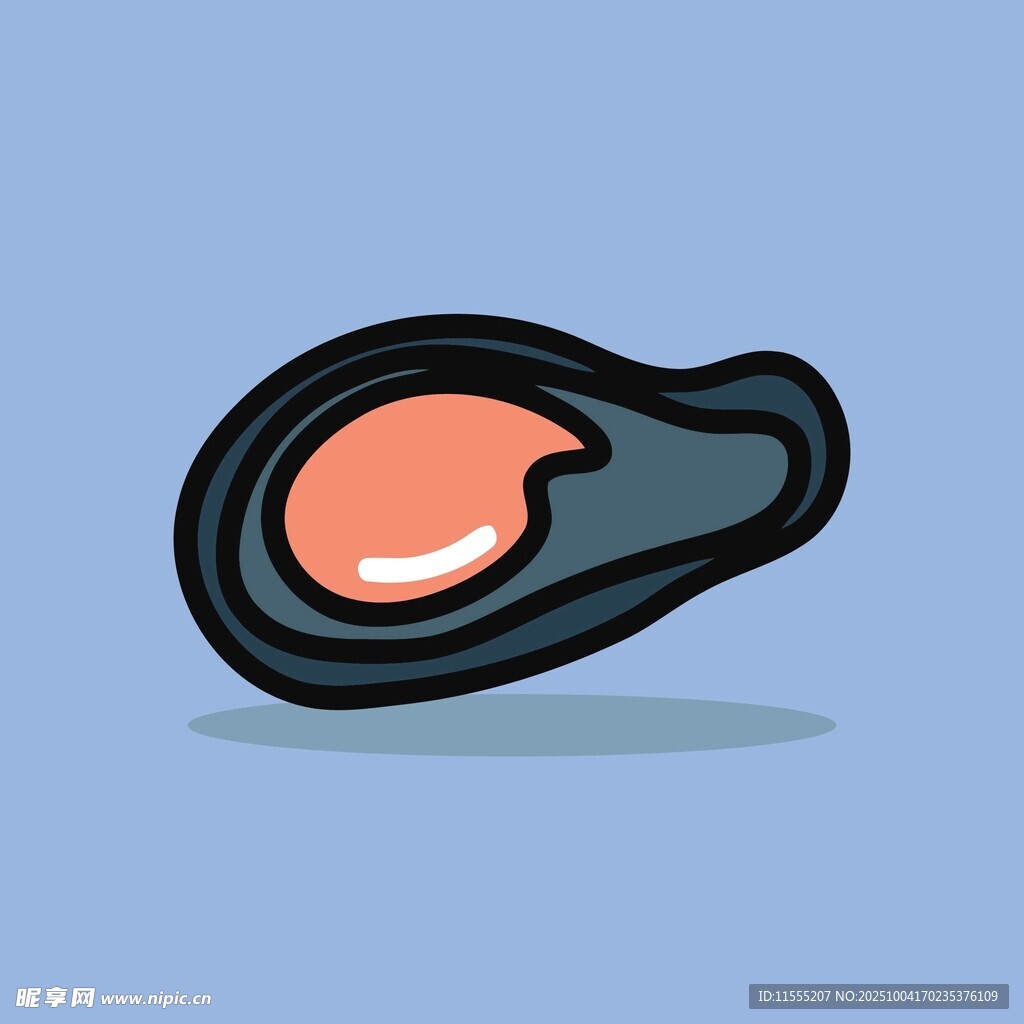 卡通形象的新鲜贻贝