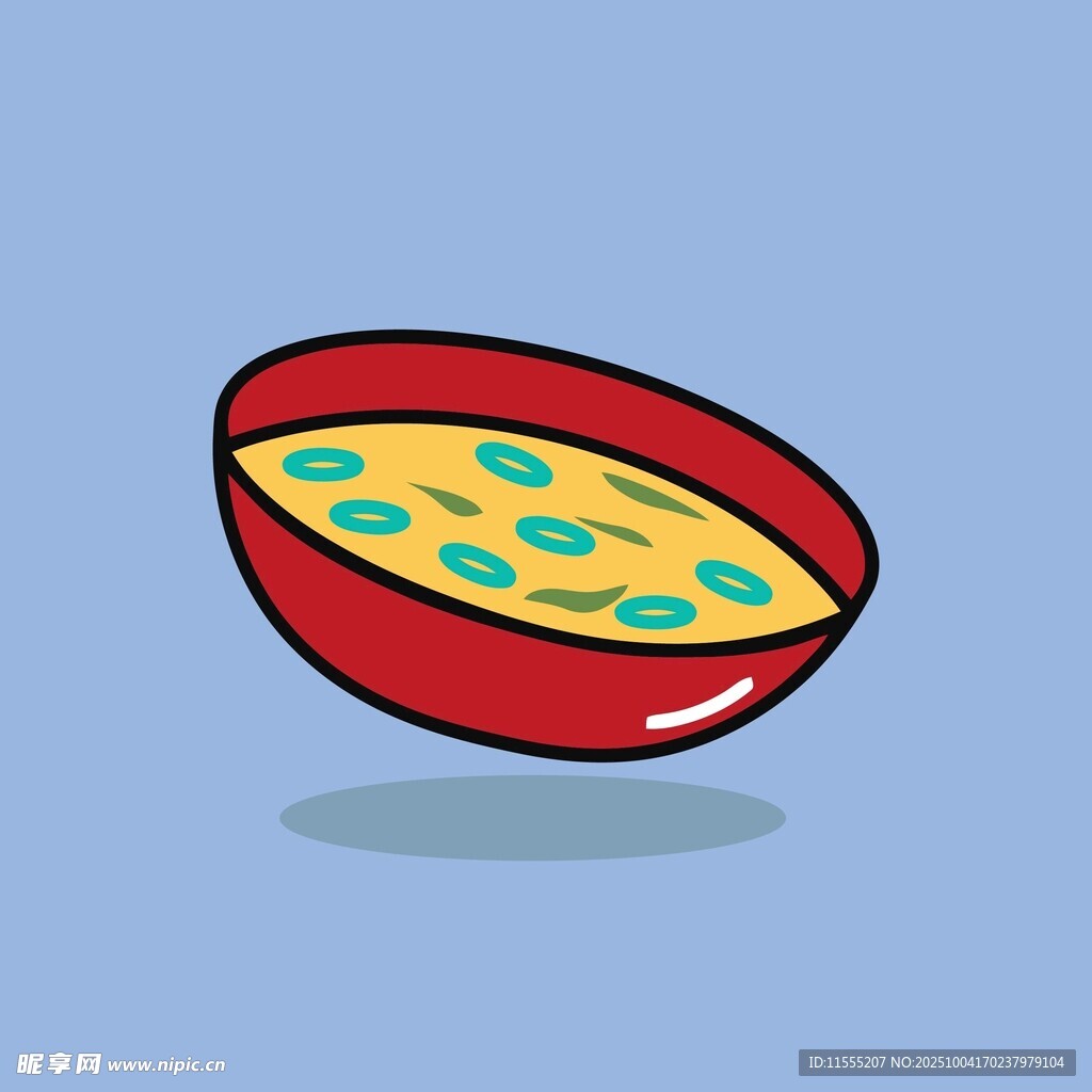 卡通风格的红色碗装食物