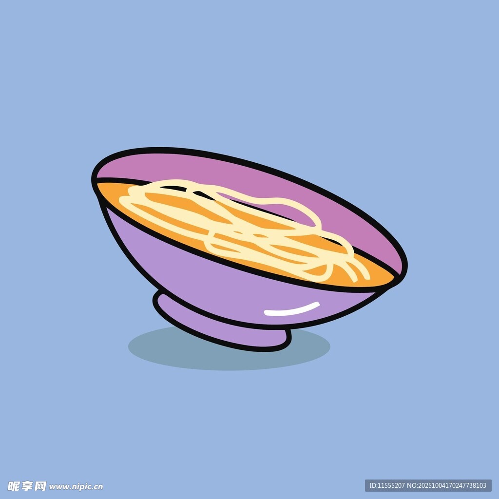 紫色碗中的美味面条