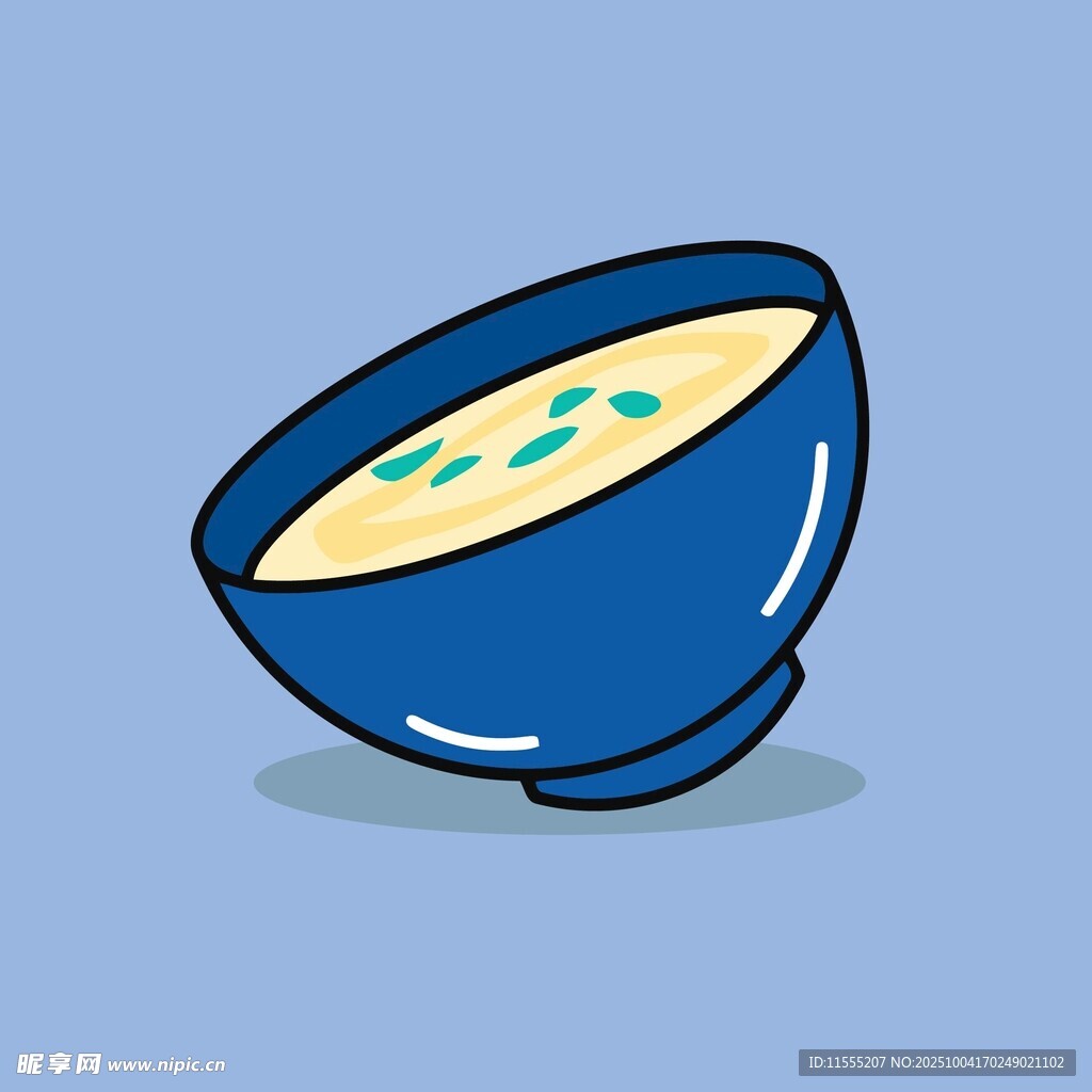 蓝色碗中的美味汤品